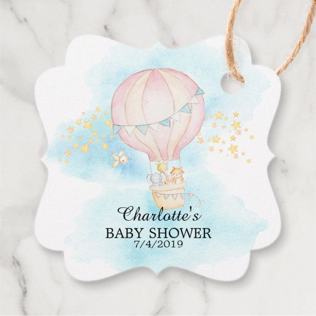 Baby Animals Hot Air Ballon Rive Gefallen Geschenk Geschenkanhänger (Rückseite)