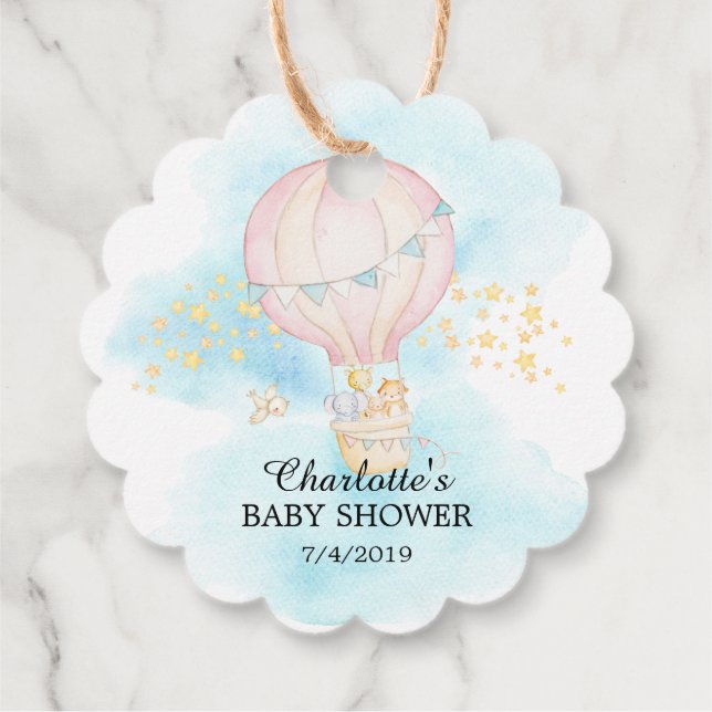 Baby Animals Hot Air Ballon Rive Gefallen Geschenk Geschenkanhänger (Rückseite)