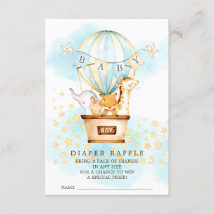 Baby Animals Hot Air Ballon Windeln Raffle Ticket Begleitkarte