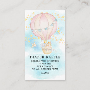 Baby Animals Hot Air Ballon Windeln Raffle Ticket Begleitkarte