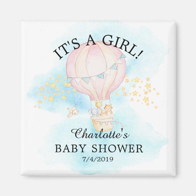 Baby Animals Hot Air Balloon Baby Dusche Gefallen Magnet (Vorne)