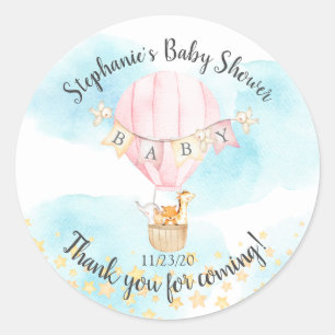 Baby Animals Hot Air Balloon Baby Dusche Gefallen Runder Aufkleber