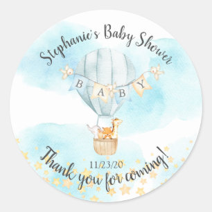 Baby Animals Hot Air Balloon Baby Dusche Gefallen Runder Aufkleber