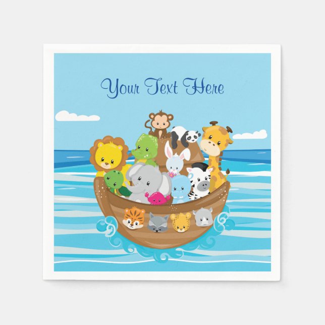 Baby Animals | Noah's Ark | PERSONALISIERT Serviette (Vorderseite)