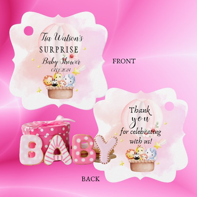 Baby Animals Safari in einem rosa Heißluftballon Geschenkanhänger (Von Creator hochgeladen)