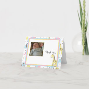 Baby Animals Yellow Giraffe Vielen Dank Dankeskarte
