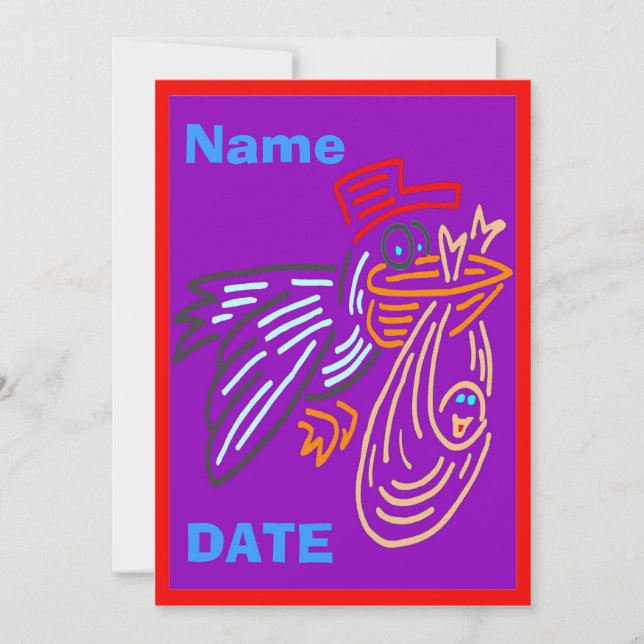 Baby-Ankündigung, Bearbeitungsname, Farben Ankündigung (Vorderseite)