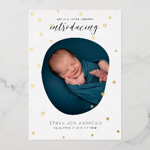 Baby-Ankündigung mit den Stars von Scripted Folieneinladung