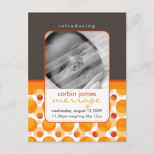 BABY ANNOCEMENT: Hallo Baby 5 Ankündigungspostkarte (Vorderseite)