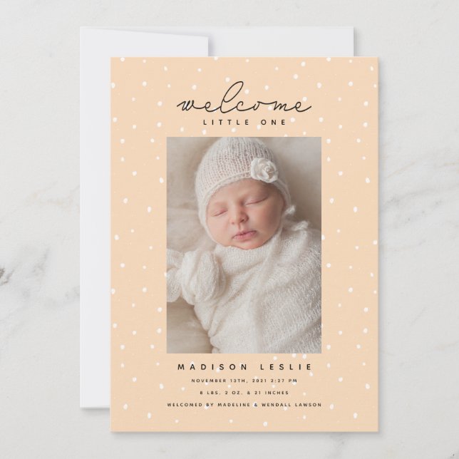 BABY ANNOCEMENT Polka Dots Ankündigung (Vorderseite)