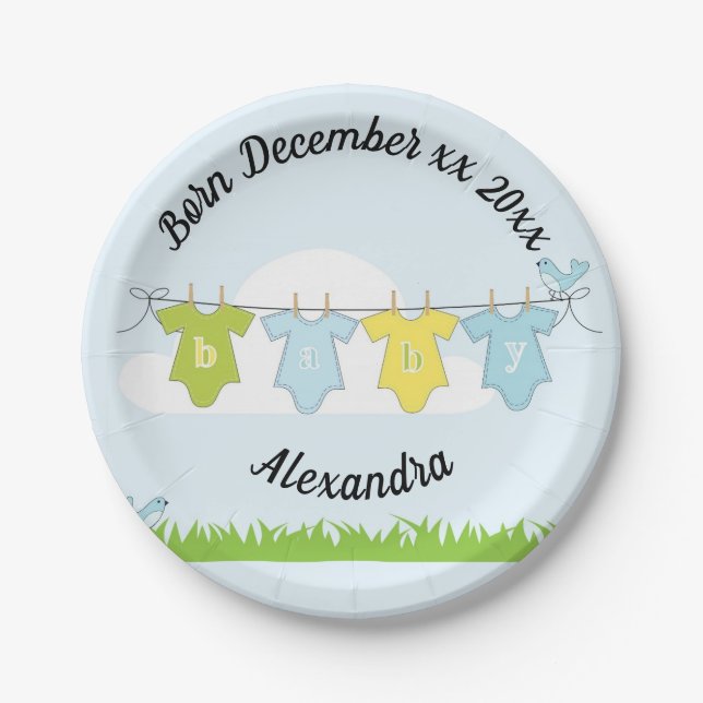 Baby Annoucement Pappteller (Vorderseite)