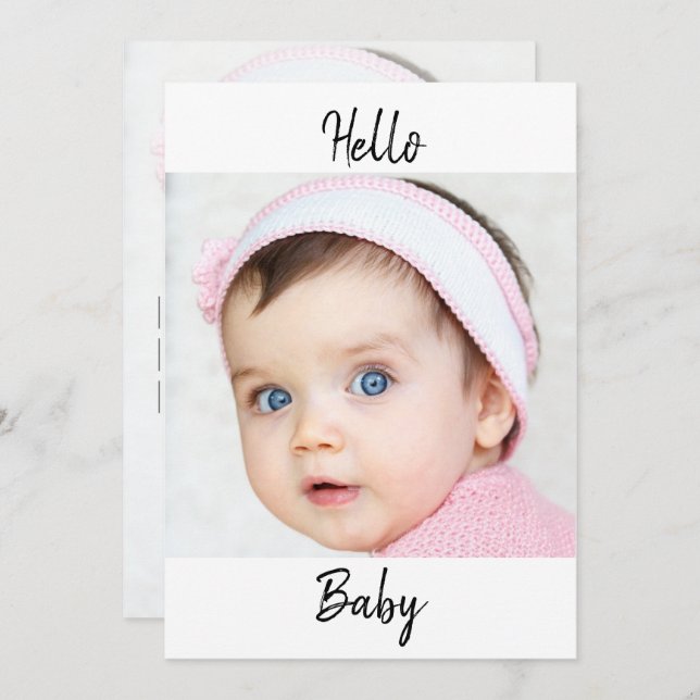 Baby Announcement Foto x2 Moderner Stil Einladung (Vorne/Hinten)