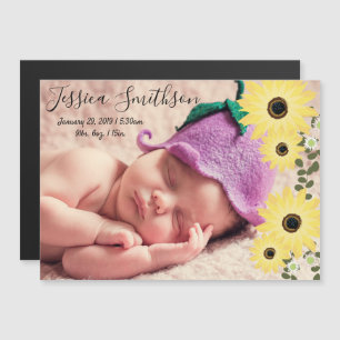 Baby Announcement Stats Sonnenblumen Foto Magnet