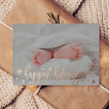Baby Announction Foil Happy Holidays Card