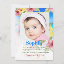 Baby Announction Foto Tropical Floral Beach Einladung