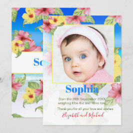 Baby Announction Foto Tropical Floral Beach Einladung