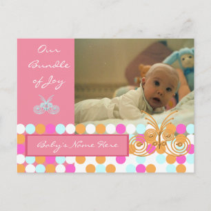 Baby Announction Pink Ankündigungspostkarte