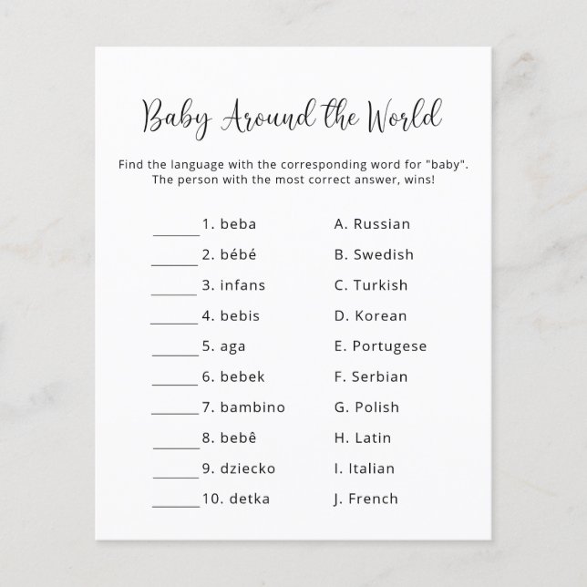 Baby Around - Baby Shower Game (Vorderseite)