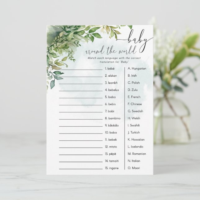 "Baby Around the World" Baby-Dusche-Spiel Einladung (Stehend Vorderseite)