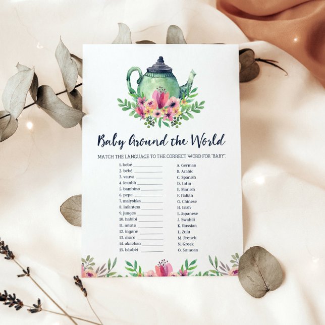 Baby Around the World Baby Shower Game Card Begleitkarte (Von Creator hochgeladen)