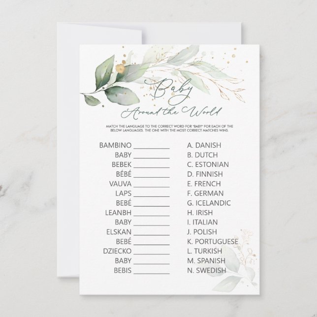 Baby Around the World Game Green & Gold Foliage (Vorderseite)