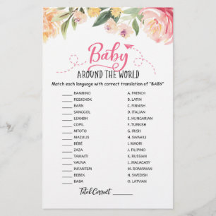 Baby Around the World mit Antworten Baby Shower