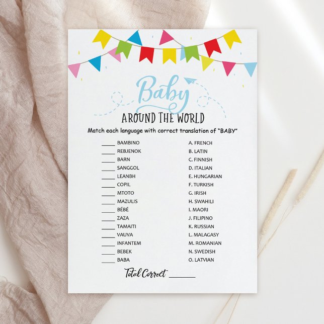 Baby Around the World with Answers Baby Shower Car Einladung (Von Creator hochgeladen)