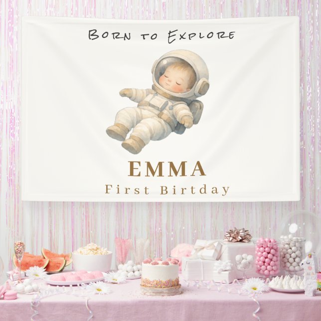 Baby-Astronaut 1. Geburtstagsfeier Banner (Party)