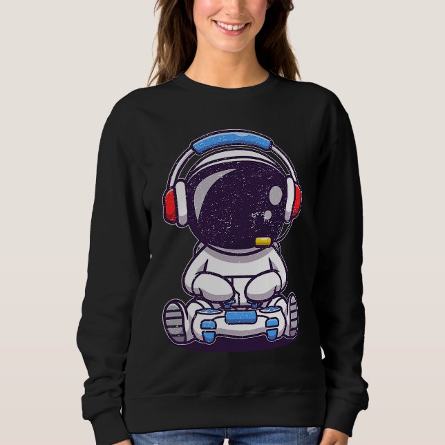 Baby Astronaut Playing Video Games Sweatshirt (Vorderseite)