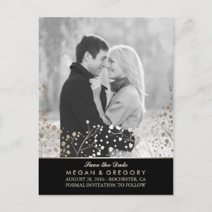 Baby-Atem Gold und schwarzes Foto Save the Date Ankündigungspostkarte