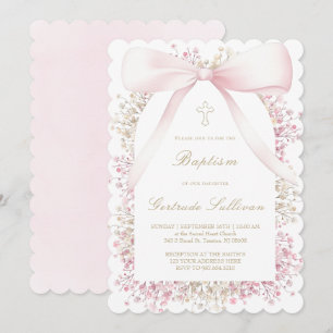 Baby-Atem-Rahmen rosa Schleife Taufe Einladung