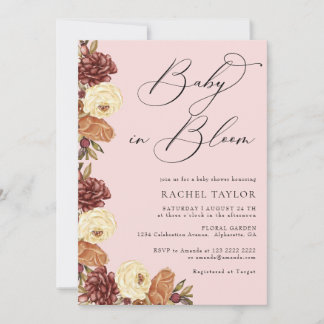 Baby auf blühender floraler Herbst-Baby-Party-Einl Einladung