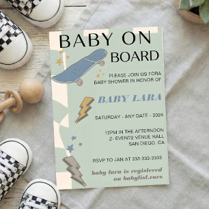 Baby auf Bord Skateboard-Baby-Party-Einladung Einladung