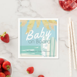 Baby auf Bord Strand Surf Baby Shower Serviette