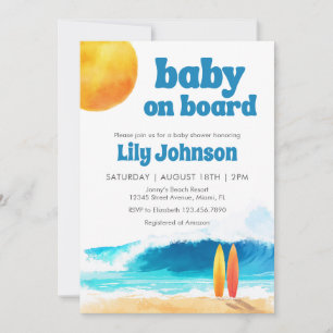 Baby auf Bord Surf Beach Baby Shower QR Code Einladung