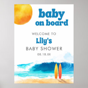Baby auf Bord Surf Strand Baby Shower Willkommenss Poster