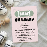 Baby auf Brett Skateboard-Baby-Party-Einladung
