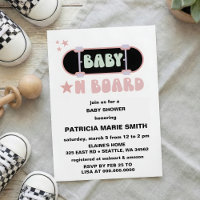 Baby auf Brett Skateboard-Baby-Party-Einladung