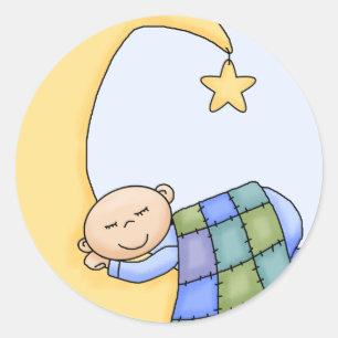 Baby auf dem Mondkleber Runder Aufkleber