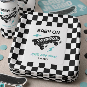 Baby auf dem Skateboard Babyparty-Papierteller Pappteller