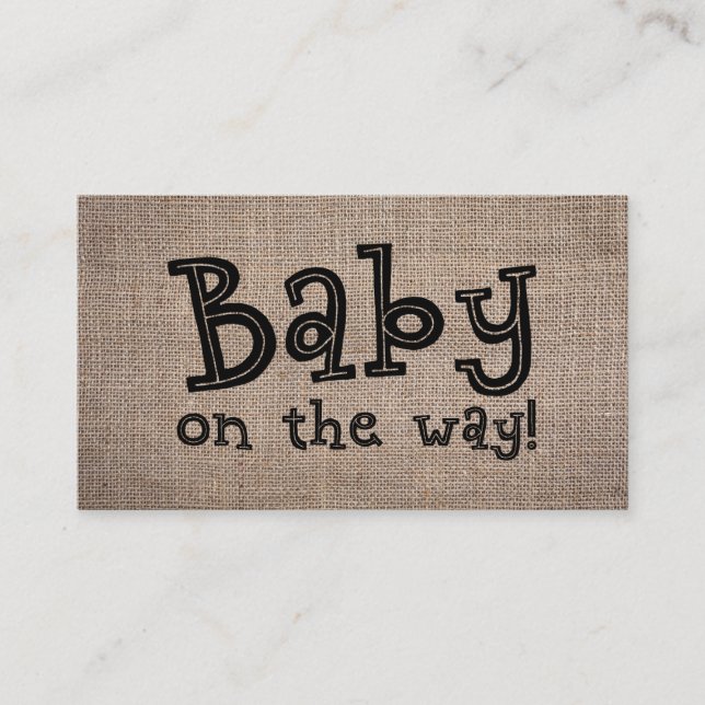 Baby auf dem Weg! Rustic Burlap Geschenkkarte Begleitkarte (Vorderseite)