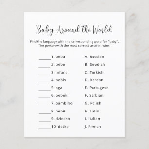 Baby auf der ganzen Welt - Baby Shower Spiel