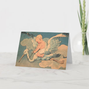 Baby auf einem Storch Karte