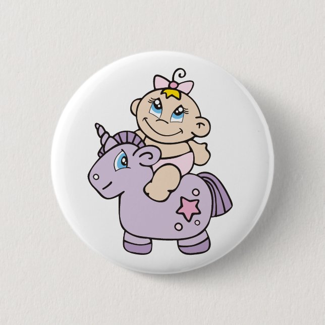 Baby auf Einhorn Button (Vorderseite)