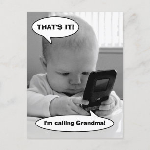 Baby auf Handy Einladungspostkarte