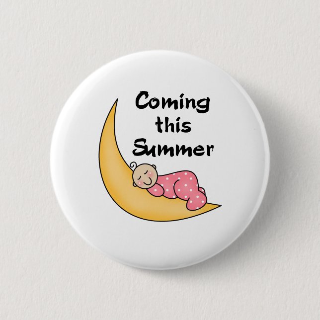 Baby auf Mond-Sommer Button (Vorderseite)