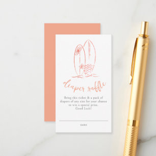 Baby auf Surfboard Windel-Raffle Mädchen-Baby-Part Begleitkarte