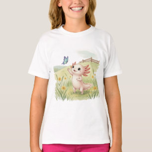 Baby-Axolotl fängt einen Schmetterling T-Shirt