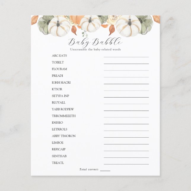 Baby Babble Word Scramble (Vorderseite)