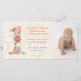 Baby-Baby-1. Geburtstag danken Ihnen Foto-Karte Dankeskarte
